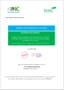 Lire la suite à propos de l’article RAPPORT DE MISSIOND’OBSERVATION INDEPENDANTE EXTERNE DES ACTIVITES MINIERES EFFECTUEE DANS LES VILLAGES NYABI, NARKE(KAMBELE 3) ET PATER , Novembre 2022