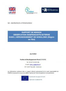 Lire la suite à propos de l’article Rapport de mission de l’observation indépendante externe dans l’arrondissement de SOMALOMO (Région de l’Est)