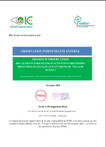 Lire la suite à propos de l’article MISSION D’OBSERVATIONDES ALERTES FORESTLINK D’ACTIVITES FORESTIERESPRESUMEES ILLEGALES AUX ENVIRONS DU VILLAGENGWEI 2, Novembre 2020