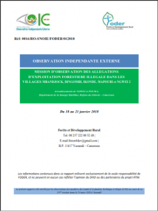 Lire la suite à propos de l’article Rapport de mission d’observation des allégations d’exploitation forestière illégale dans les villages MBANDJOCK, DINGOMBI, IKONDE, MAPOUBI et NGWEI 2, Janvier 2018