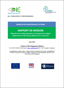 Lire la suite à propos de l’article RAPPORT DE MISSION Effectuée dans le village Nkondong I, Arrondissement de Ngoyla (Département du Haut-Nyong, Région de l’Est– Cameroun), Juin 2016