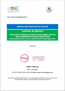 Lire la suite à propos de l’article Rapport de mission D’observation des allégations d’activités forestières illégales autour des villages BAREKO/MPAN KOBERA/MPAN DITIEBArrondissements de Messok et de Lomié, Département du Haut-Nyong, Région de l’Est, Avril 2019