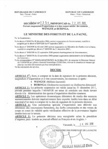 Lire la suite à propos de l’article Arrêté 2011 suspension_exportation_bubinga_wenge