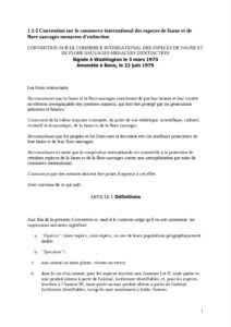 Lire la suite à propos de l’article CONVENTION SUR LE COMMERCE INTERNATIONAL DES ESPECES DE FAUNE ETDE FLORE SAUVAGES MENACEES D’EXTINCTION