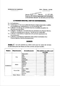 Lire la suite à propos de l’article Décret n° 2014-3211-PM du 29 Septembre 2014 Fixant les prix minima applicables aux transactions sur le domaine privé de l’Etat (DPE)