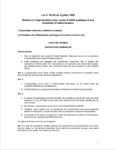 Lire la suite à propos de l’article Loi n° 85-09 du 4 juillet 1985_Expropriation