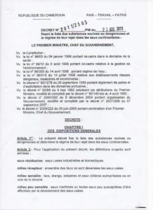 Lire la suite à propos de l’article DECRET N° 2011/2585 /PM 23 AOÛT 2011 fixant la liste des substances nocives ou dangereuses et le régime de leur rejet dans les eaux continentales