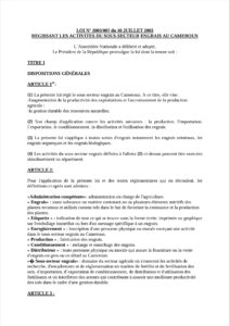 Lire la suite à propos de l’article LOI N° 2003/007 du 10 JUILLET 2003REGISSANT LES ACTIVITES DU SOUS-SECTEURENGRAIS AU CAMEROUN